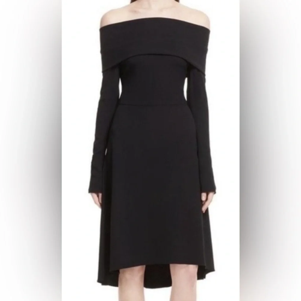 NWT Theory Kensington Elegant Black Mini Off-Shoulder Dress NWT Size 6 - Picture 2 of 7